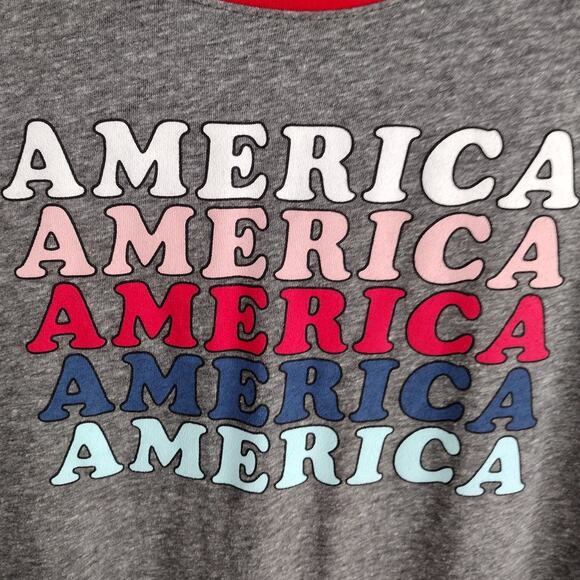 Lane Bryant NEW Heather Gray AMERICA Graphic Longline Tee Womens 1X 14/16 - Picture 2 of 10